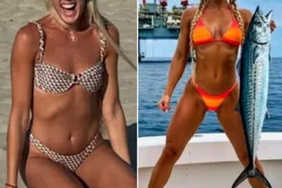 PHOTO: Sophie Cunningham is becoming famous for wearing a tiny orange bikini, hugging a giant barracuda, but social media has this reaction…./hi