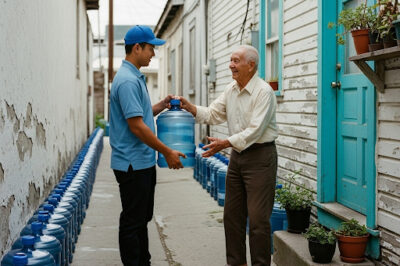 75-year-old man orders 14 cases of mineral water every day, the delivery man got suspicious and called the police, when they opened the door everyone was shocked/hi