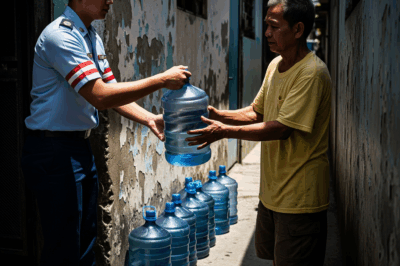 A 75-year-old man orders 14 cases of mineral water every day. The delivery man got suspicious and called the police. When he opened the door, everyone was stunned.