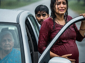 Following his mother’s advice, a husband pushed his pregnant wife out of the car during a storm. 30 minutes later, he returned to see the scene and was utterly remorseful./hi