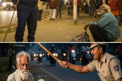 A guard kicked an elderly man sleeping on the sidewalk, but the President’s car stopped there the next day./hi