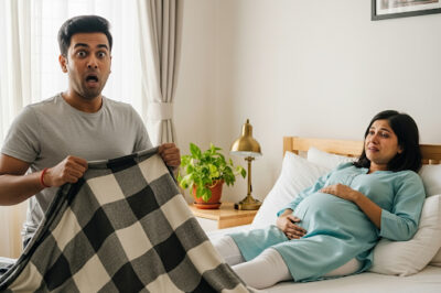 6 months pregnant wife refuses to get out of bed, husband lifts blanket on suspicion, husband trembles at the sight./hi