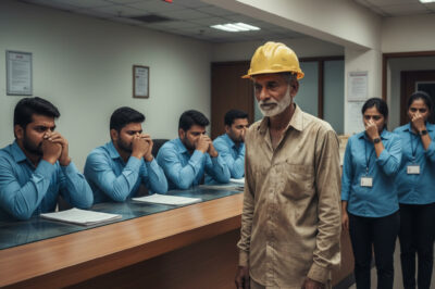 A construction worker walked into a bank to withdraw Rs 500 – everyone covered their noses in annoyance, and the entire transaction room fell silent when the truth was revealed./hi