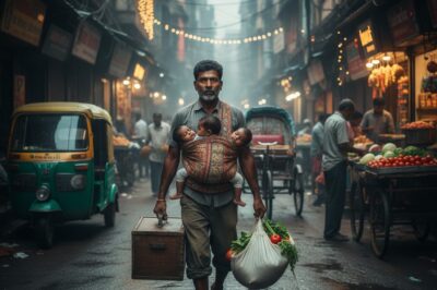 He was just a tired father, walking home with a toolbox in one hand, groceries in the other, and two infants strapped to his chest after their mother abandoned them./hi